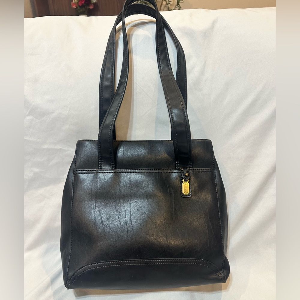 Vintage Liz Claiborne Black Tote Shoulder Bag- Classic 90s Minimalist